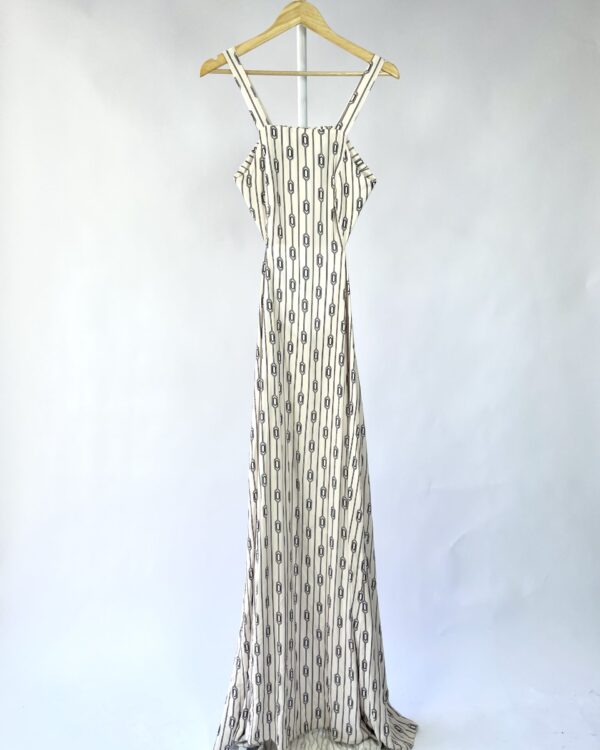 Vestido longo off white listras com decote nas costas ANIMALE - 38 - VENDIDO SIST OTO