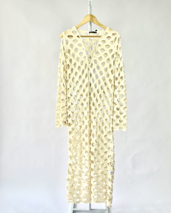 Vestido longo bege com transparencia ZARA - G - VENDIDO SISTEMA OTO