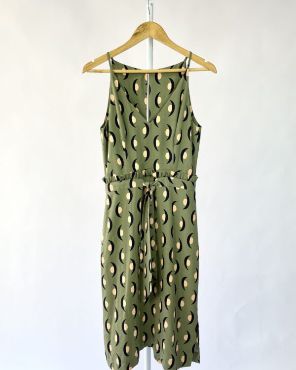 Vestido midi alças verde com estampa MARISA FILO - P - VENDIDO SISTEMA OTO