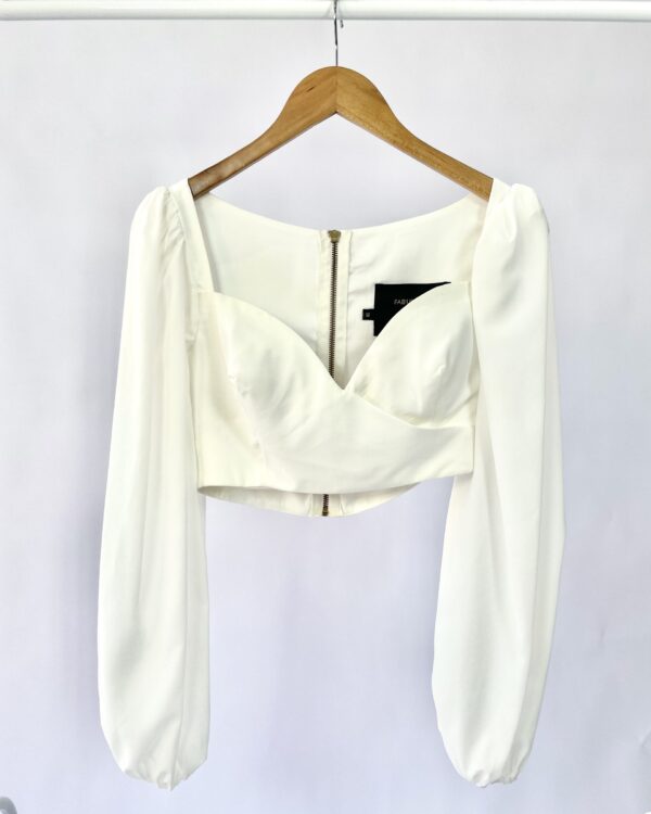 Blusa branca cropped manga bufante FABULOUS AGILITÁ - 38