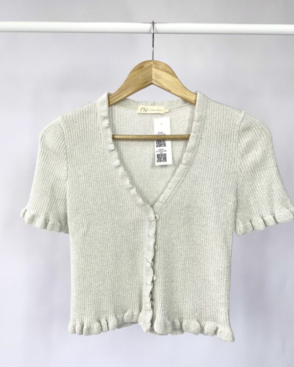 Blusa branca com fios de lurex prata NV - P - VENDIDO SIST OTO