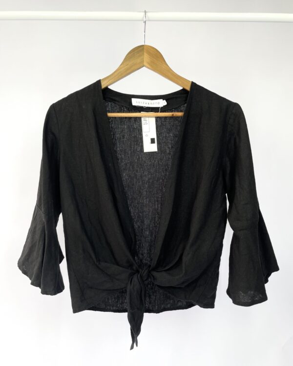 Blusa preta transpassada LUIZA BOTTO - P - VENDIDO SISTEMA OTO