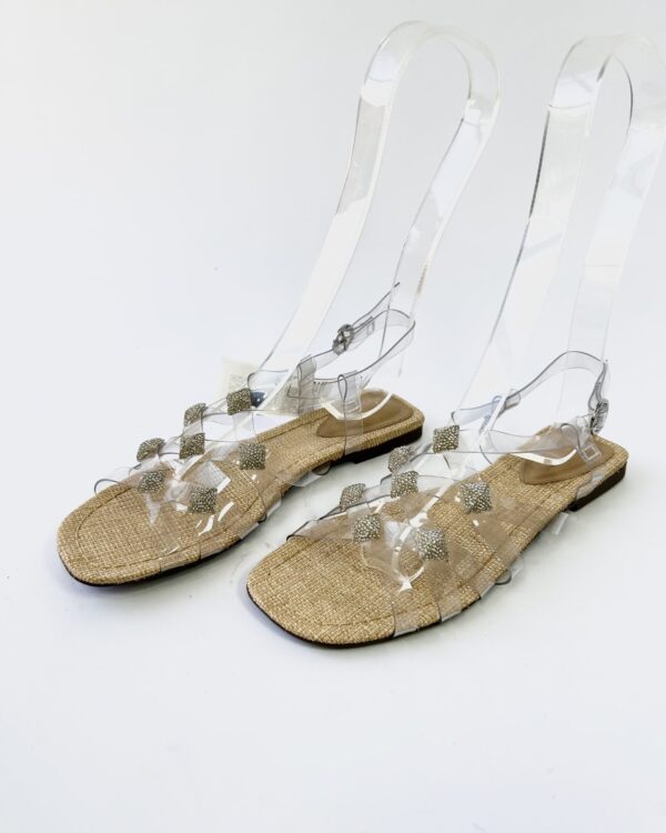 Rasteira com transparencia e detalhe prata SCHUTZ - 36 - VENDIDO SISTEMA OTO