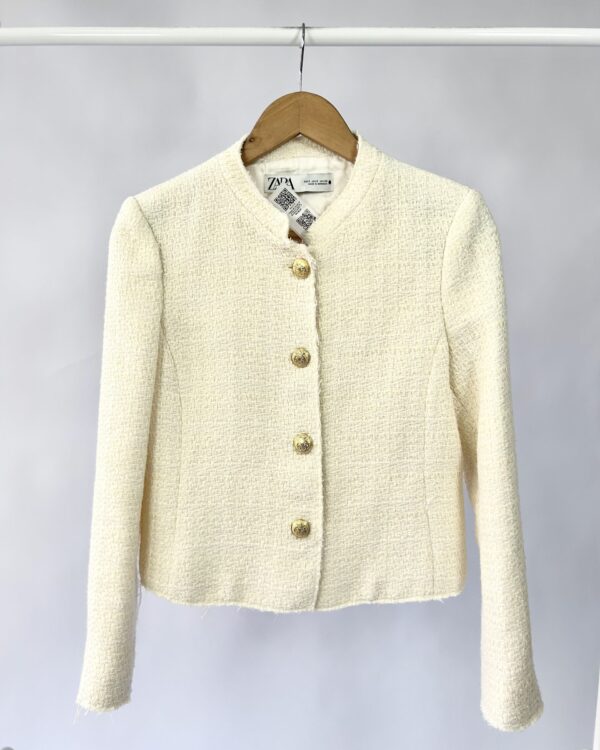 Casaqueto twued off white com botoes dourados ZARA - P