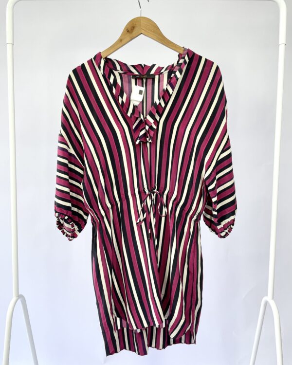 Vestido curto de seda com listras ANIMALE - P - VENDIDO SIST OTO