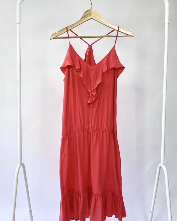 Vestido seda vermlho alça fina ATEEN - 40