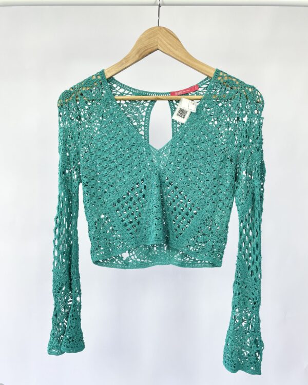 Blusa azul de renda BOBO - P - VENDIDO SISTEMA OTO