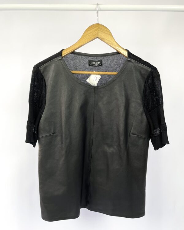 Blusa parte couro parte tricot com brilho ABRAND - 40 - VENDIDO SISTEMA OTO