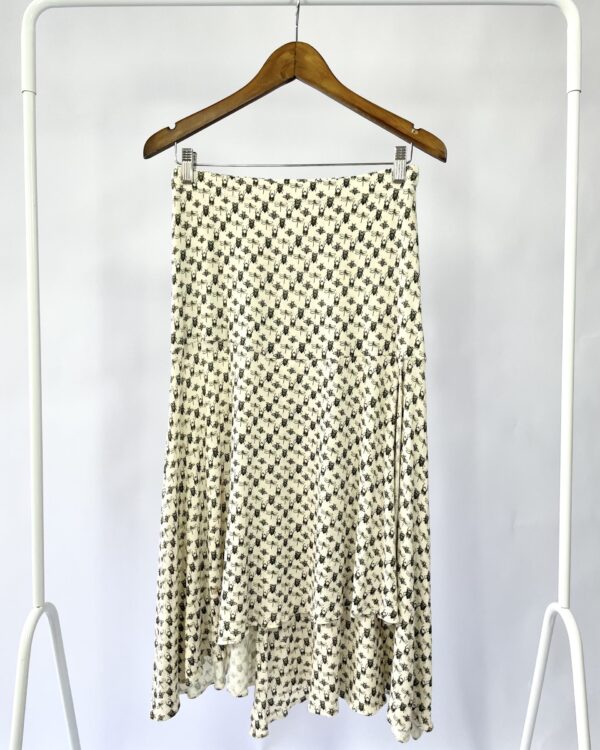 Saia midi of white de malha com estamp K&T - M - VENDIDO SISTEMA OTO