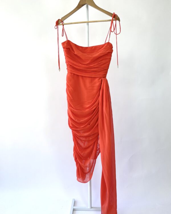 Vestido coral drapeado FABULOUS AGILITÁ - 36 - VENDIDO SISTEMA OTTO