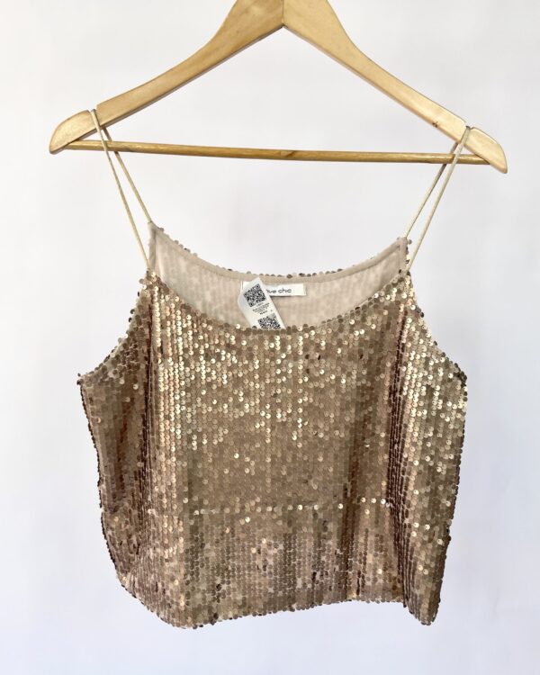 Blusa curta de paete dourada UNIQUE CHIQUE - P - VENDIDO SISTEMA OTO