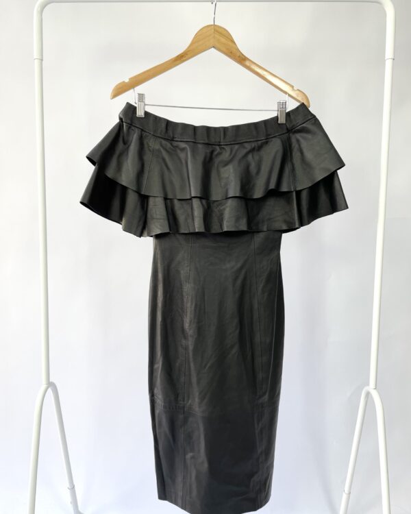 Vestido midi couro ombro a ombro ANIMALE - P - VENDIDO SISTEMA OTTO