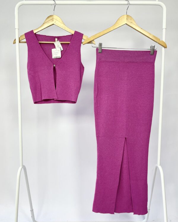 Conjunto saia  e croped tricot rosa LITS  - M - VENDIDO SISTEMA OTO