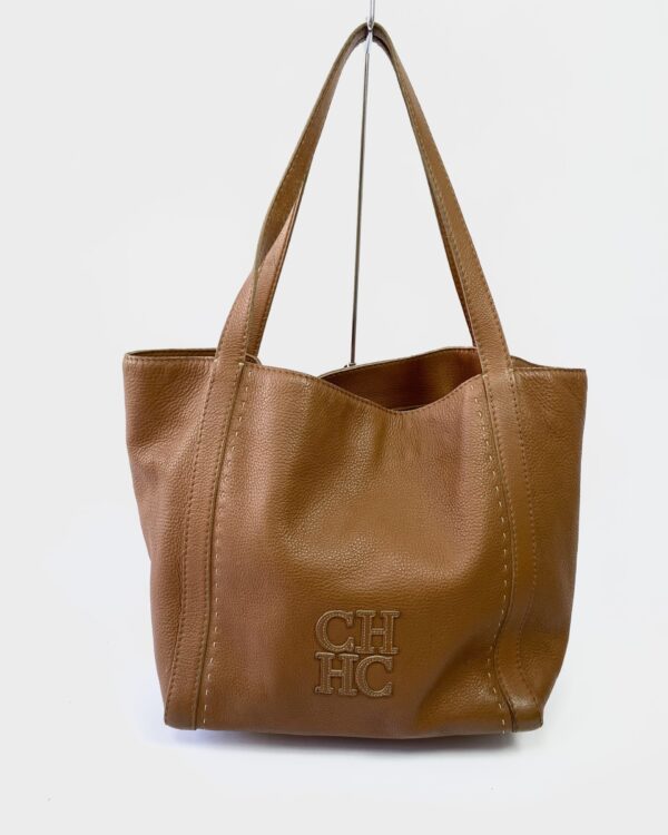 Bolsa marrom com pesponto CAROLINA HERRERA - VENDIDO SISTEMA OTO