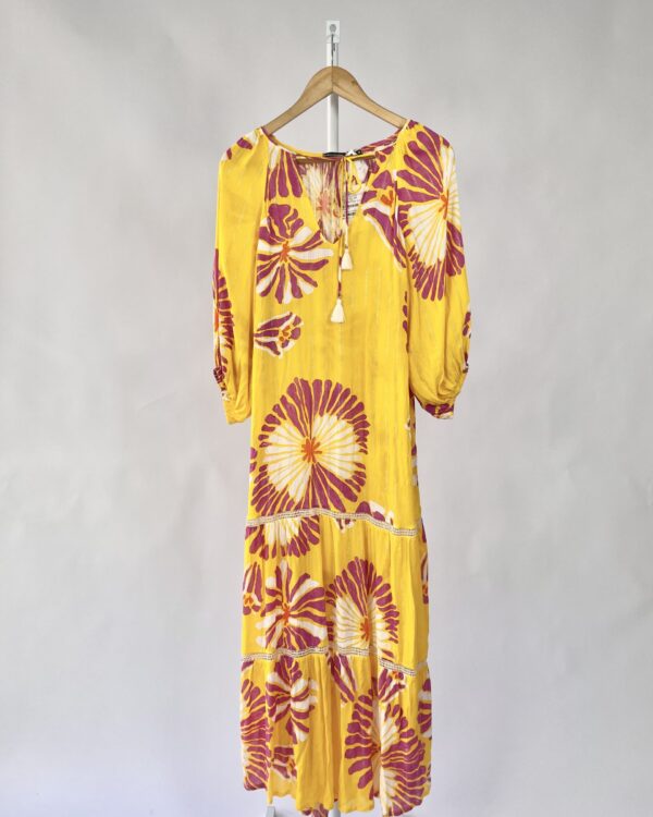 Vestido longo amarelo com lurex prata OH BOY - M *nunca usado* - VENDIDO SISTEMA OTO