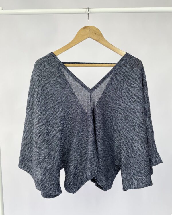 Blusa preta com lurex azul LE LIS BLANC - M - VENDIDO SISTEMA OTO