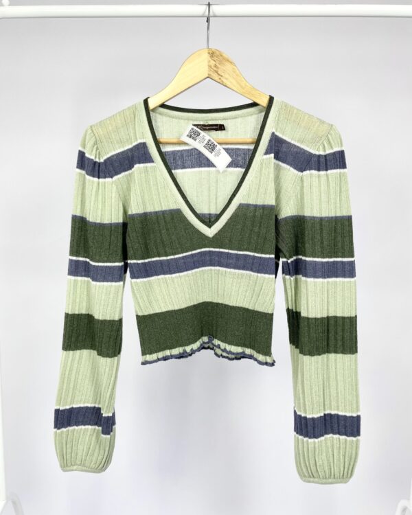 Croped com fios de lurex tons de verde com azul BOBO - P - VENDIDO SISTEMA OTO