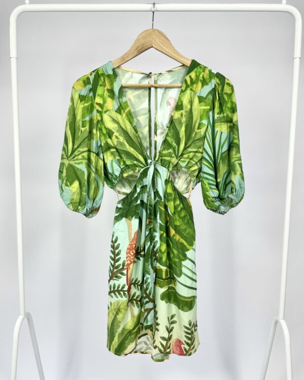 Vestido curto lastex lateral e detalhe busto estampado FARM - PP - VENDIDO SISTEMA OTO