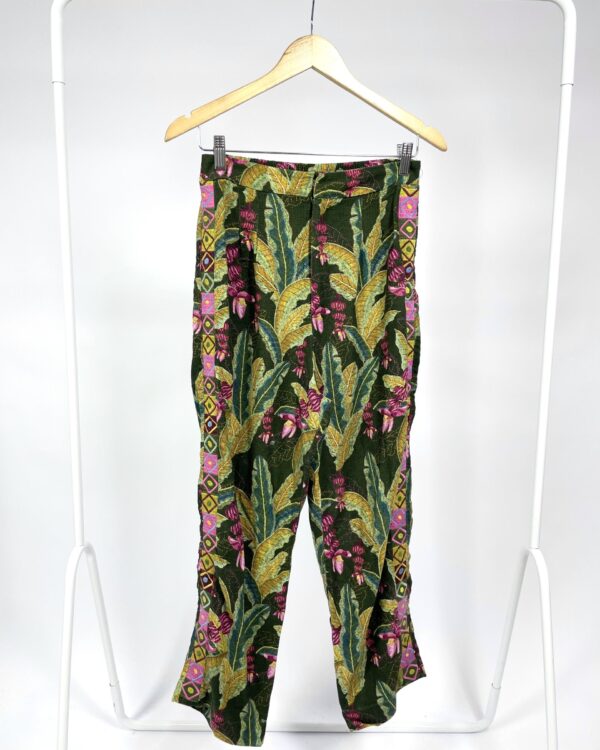 Calça verde estampada FARM - P - VENDIDO SISTEMA OTO