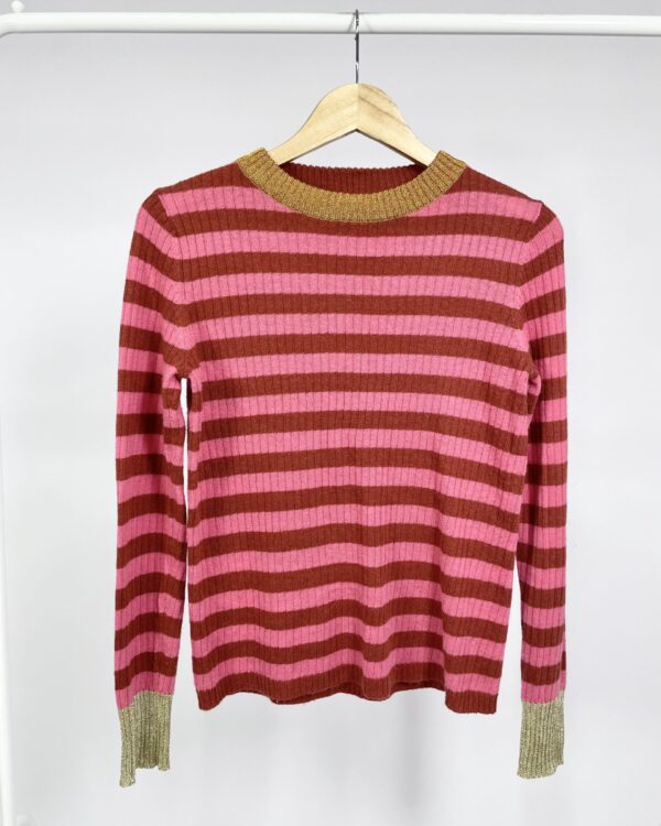 Blusa tricot listras detalhes lurex dourado ANIMALE - P - VENDIDO SISTEMA OTTO