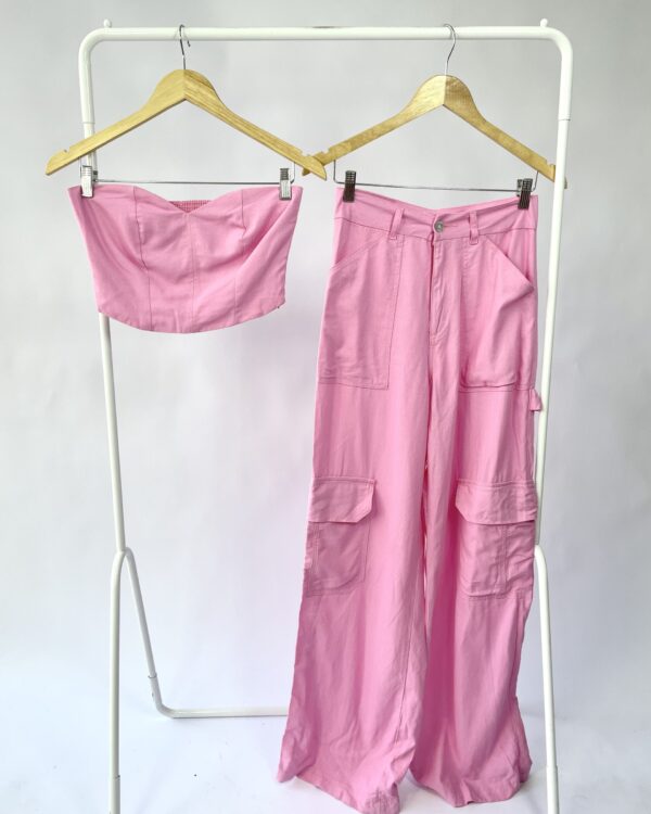 Conjunto linho rosa top e calça cargo ALCANCE - 36 - VENDIDO SISTEMA OTO