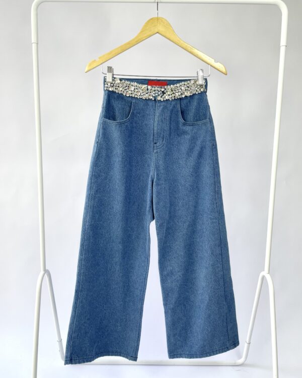 Calça jeans bordado cós JULIA TIBERIO - 34 - VENDIDO SISTEMA OTO