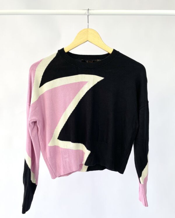 Blusa tricot preta e rosa ANIMALE - M