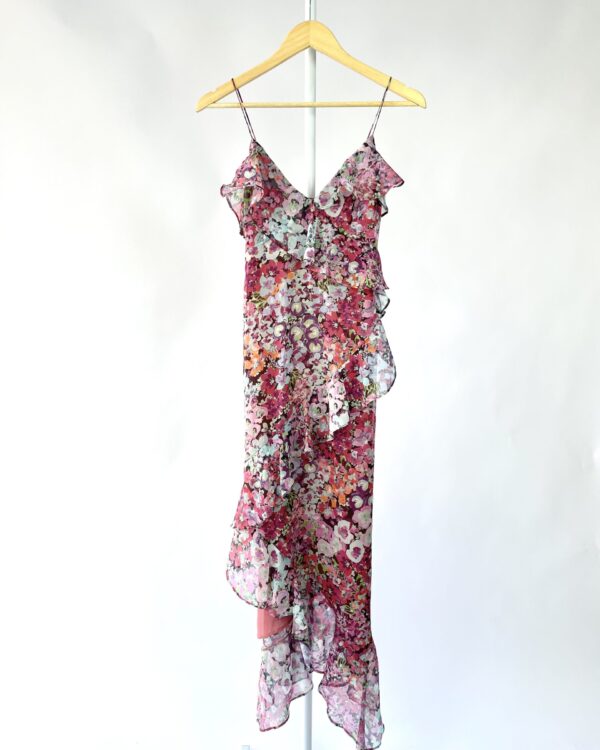 Vestido estamapa lilas e babados ZARA - PP - VENDIDO SISTEMA OTO