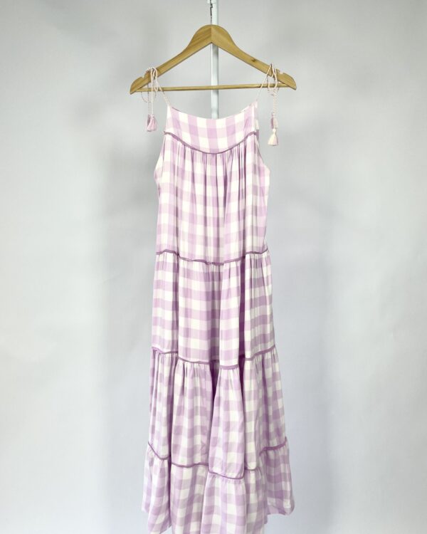 Vestido longo xadrez lilas DRESS TO - P