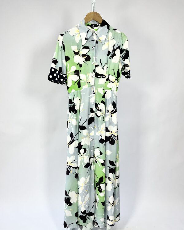 Vestido longo estampado manga poa EVA - 36 - VENDIDO SISTEMA OTO