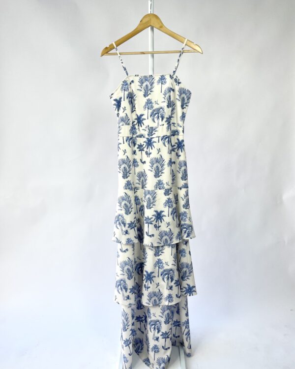 Vestido longo com estampa azul camadas - 38 - VENDIDO SISTEMA OTO