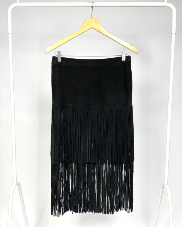 Saia preta camurça com franjas ATEEN - 38 - VENDIDO SISTEMA OTO