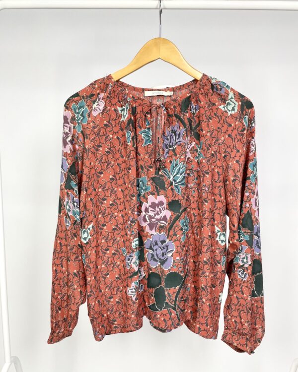 Blusa estampada vermelha seda ATEEN - 38 - VENDIDO SISTEMA OTO