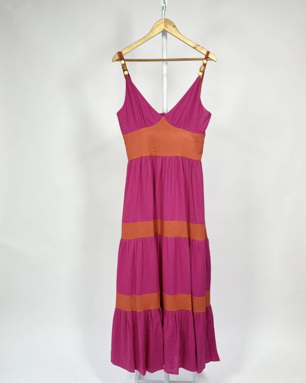 Vestido urucum rosa e coral HORTO - 38 *nunca usado* - VENDIDO SISTMA OTO