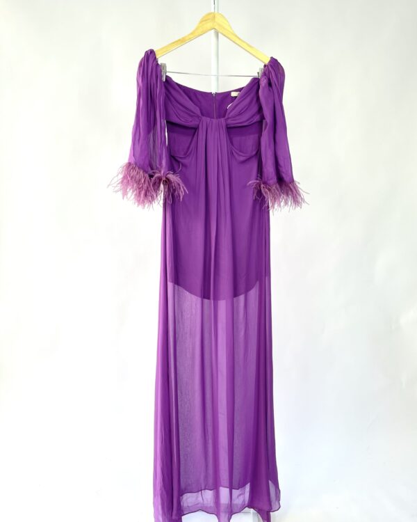 Vestido longo roxo sem alça manga removivel ISY - PP
