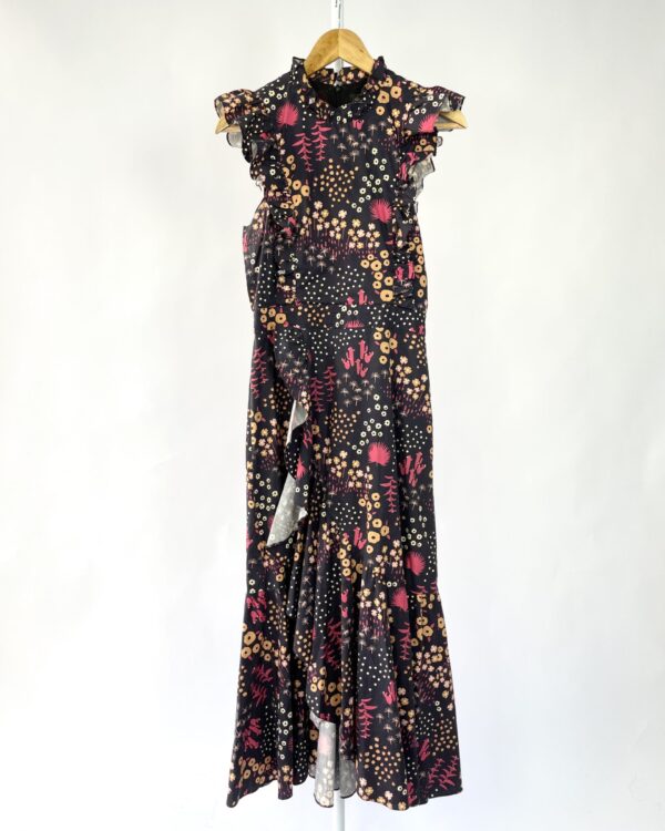 Vestido longo estampado babados EVA - 38 - VENDIDO SISTEMA OTO