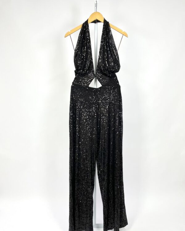 Macacão preto de paete DRESS TO - M - VENDIDO SISTEMA OTO