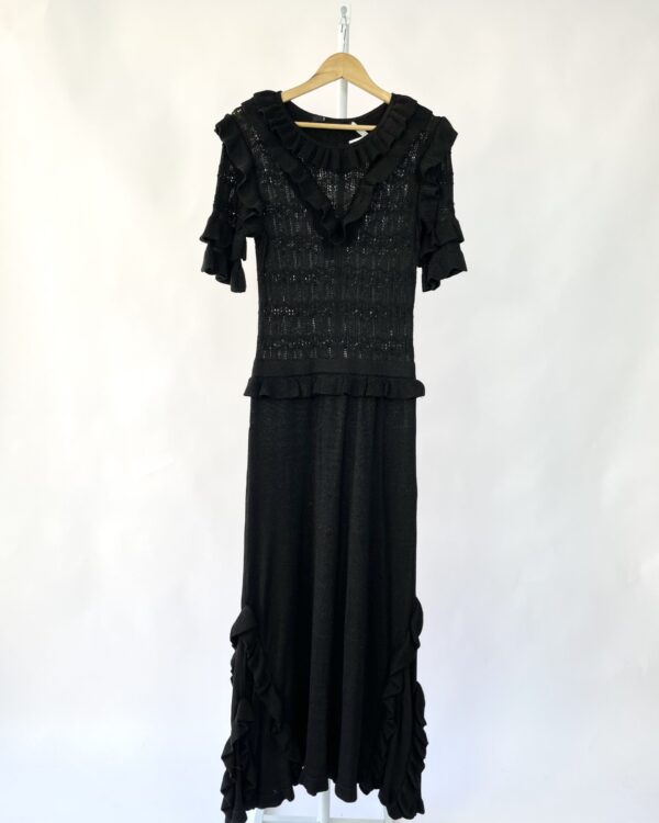 Vestido tricot com lurex e babados EVA - P - VENDIDO SISTEMA OTO