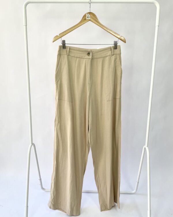 Calça linho bege LIZIE - G - VENDIDO SISTEMA OTO