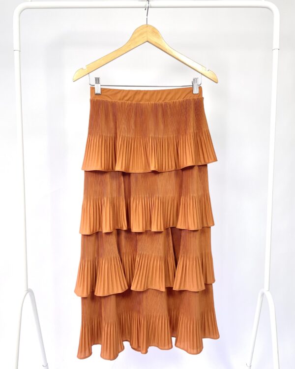 Saia caramelo com babados CELINI - M - VENDIDO SIST OTO