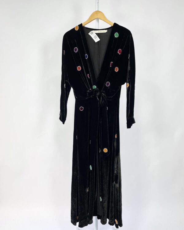 Vestido longo veludo preto com bordados  WAI WAI+BETINA DE LUCA - M