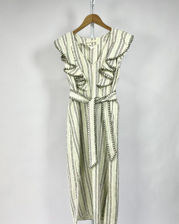 Vestido listras verde e babados MISSINCLOF - M-vendido sistema otto