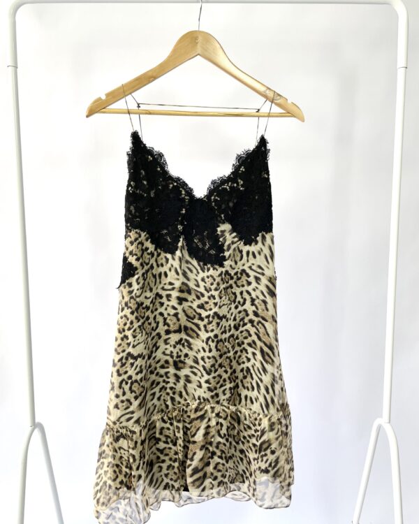 Vestido curto de onça de seda ANIMALE - 38 - VENDIDO SISTEMA OTO
