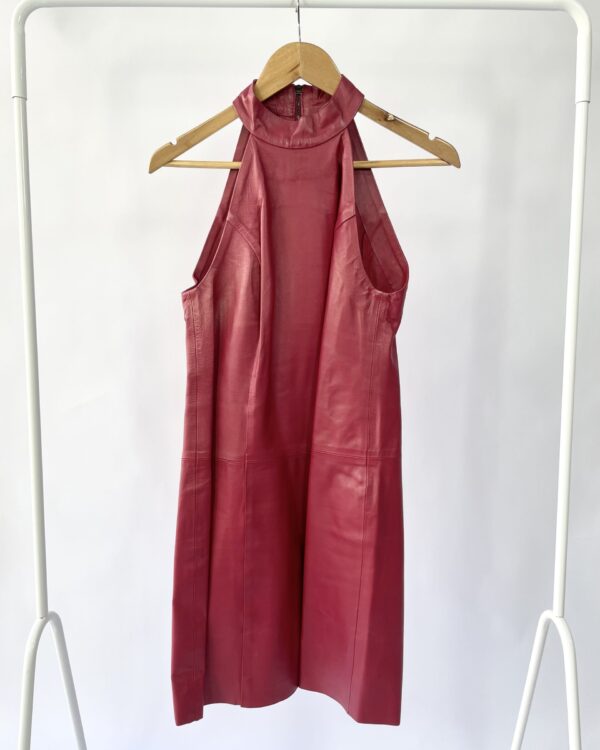 Vestido curto de couro bordo ABRAND - 38 - VENDIDO SISTEMA OTO