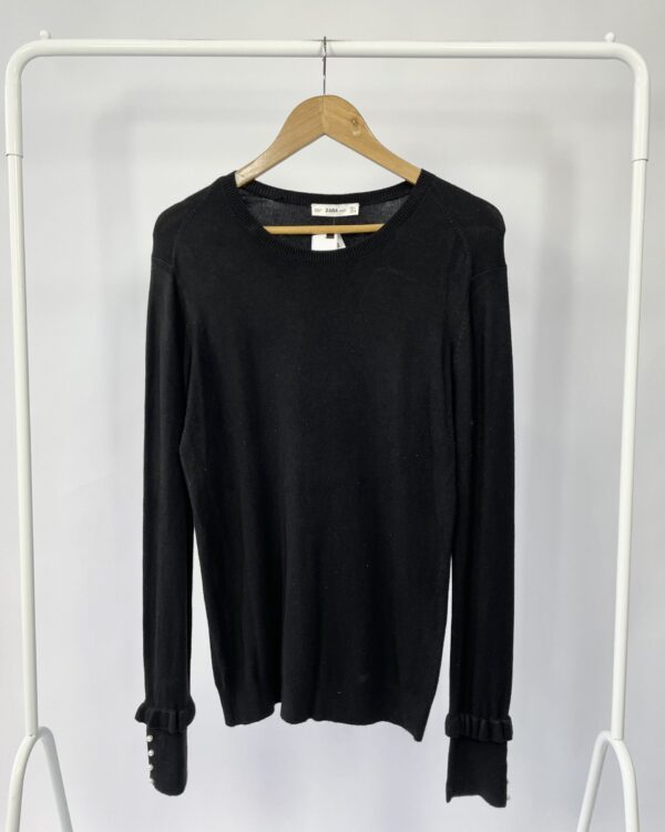 Casaco tricot preto com perola manga ZARA  - G - VENDIDO SISTEMA OTO