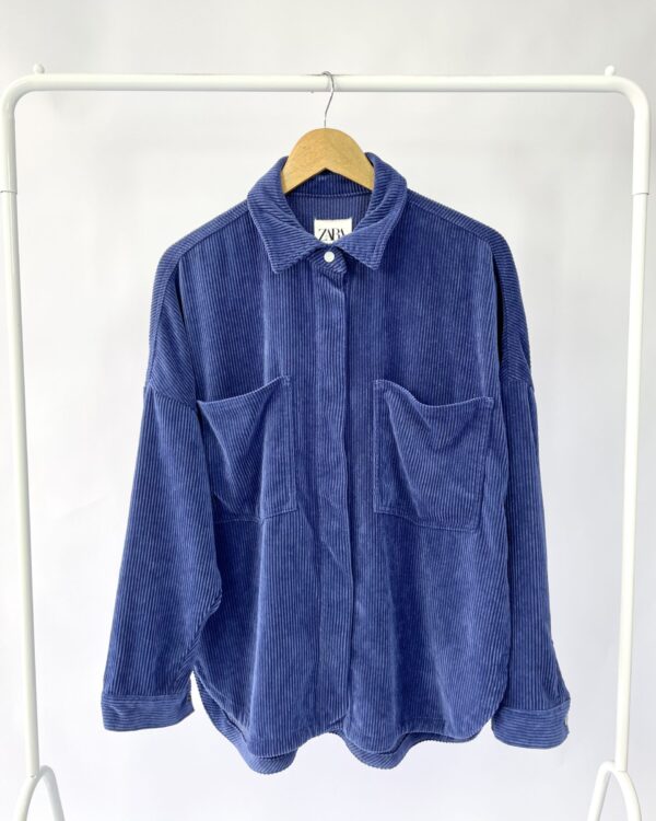 Camisa veludo azul ZARA - M - VENDIDO SISTEMA OTO