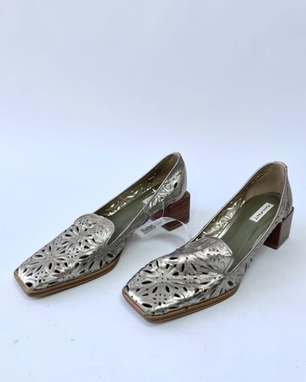 Scarpin prateado salto bloco MANUFACT - 37