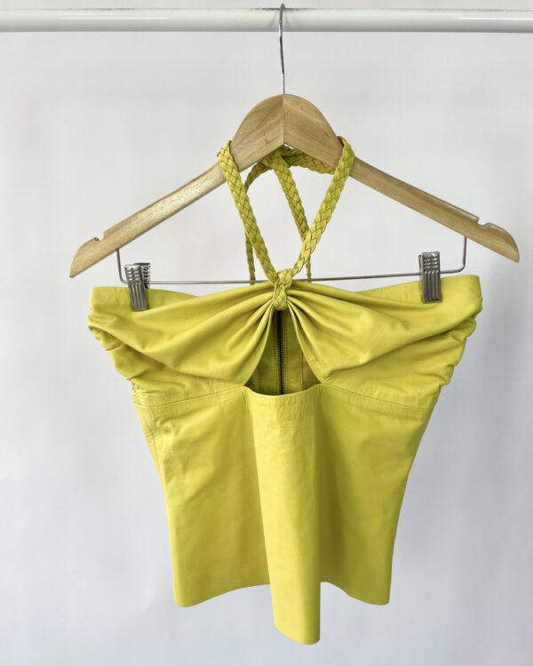 Blusa amarela de couro frente unica CAROL ROSSATO - 36 - VENDIDO SISTEMA OTO