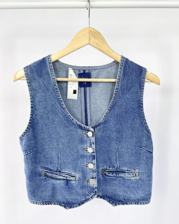 Colete jeans lavagem clara BLUESTEEL - M - VENDIDO SISTEMA OTO