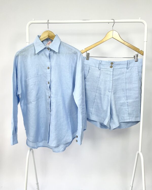 Conjunto linho short e camisa azul claro AVINI - M